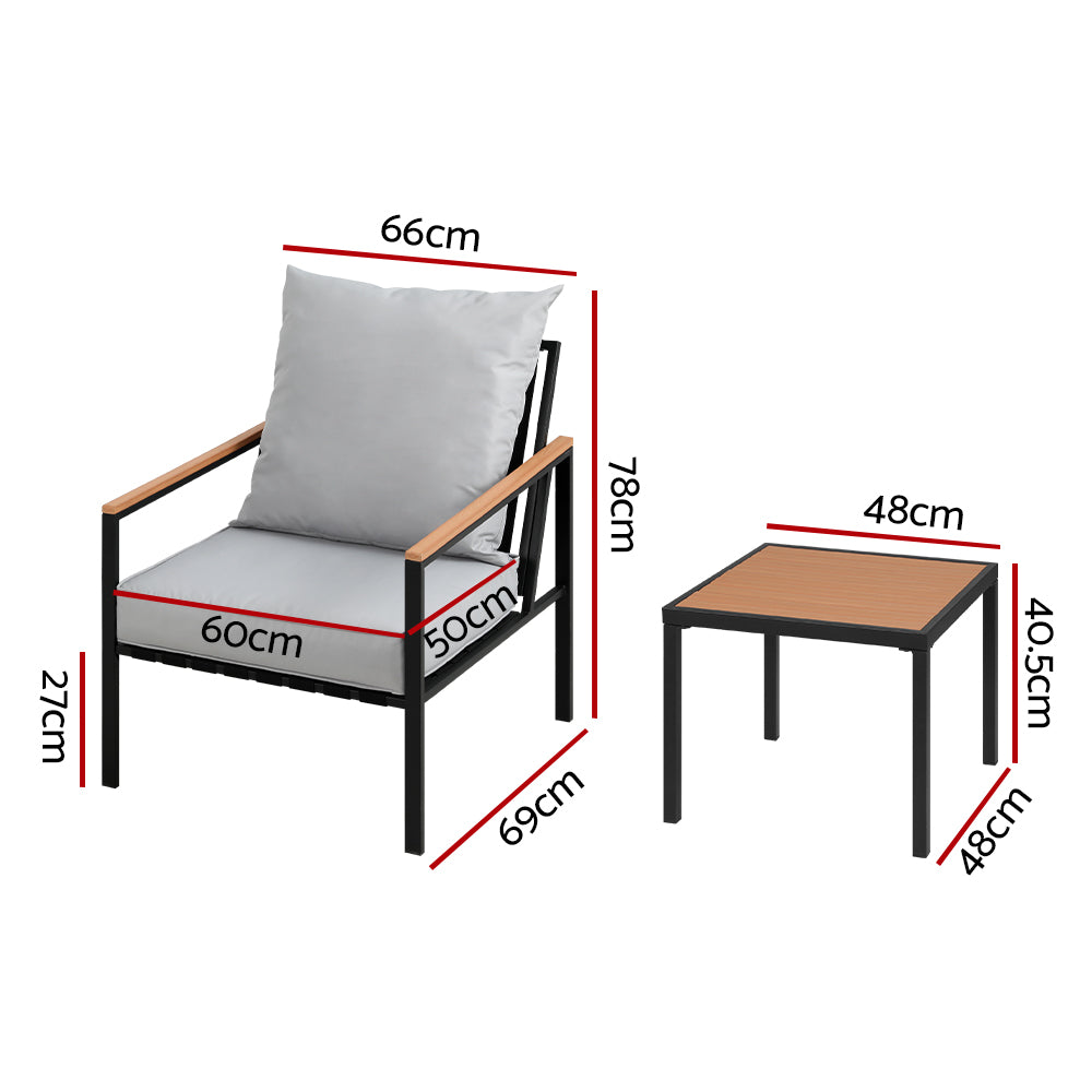 3pc Outdoor Black Furniture Bistro Setting 