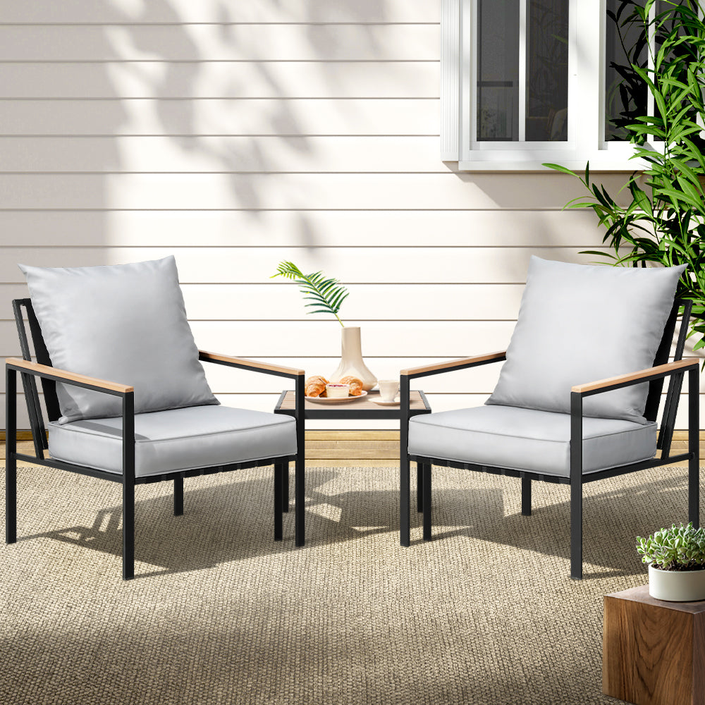 3pc Outdoor Black Furniture Bistro Setting 