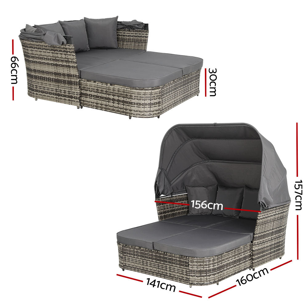 Outdoor Sun Lounger Wicker Furniture Day Bed