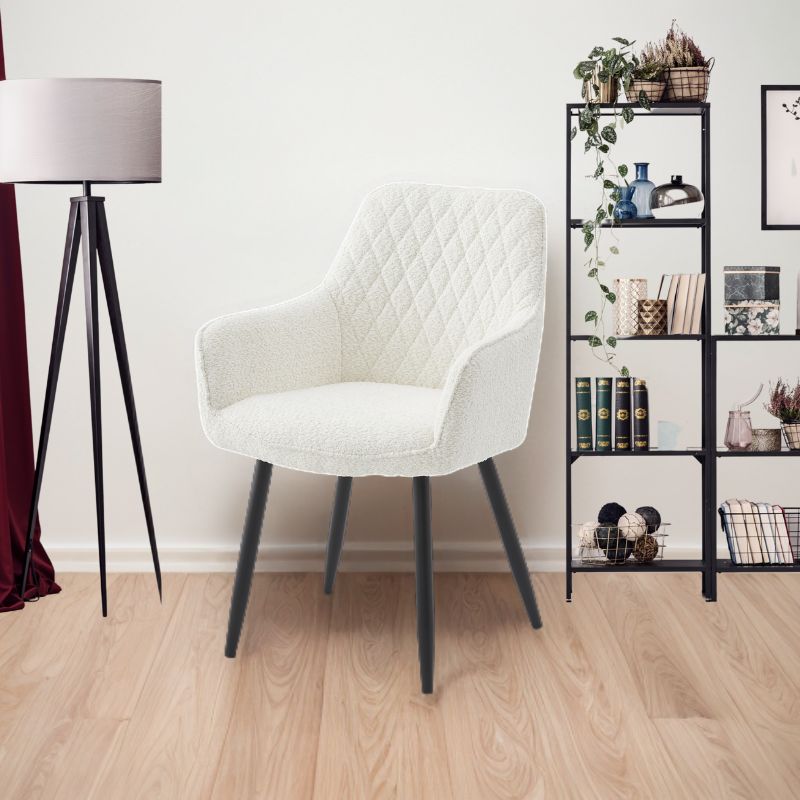 Neo Cindy Ivory Fabric Dining Chair 2pc