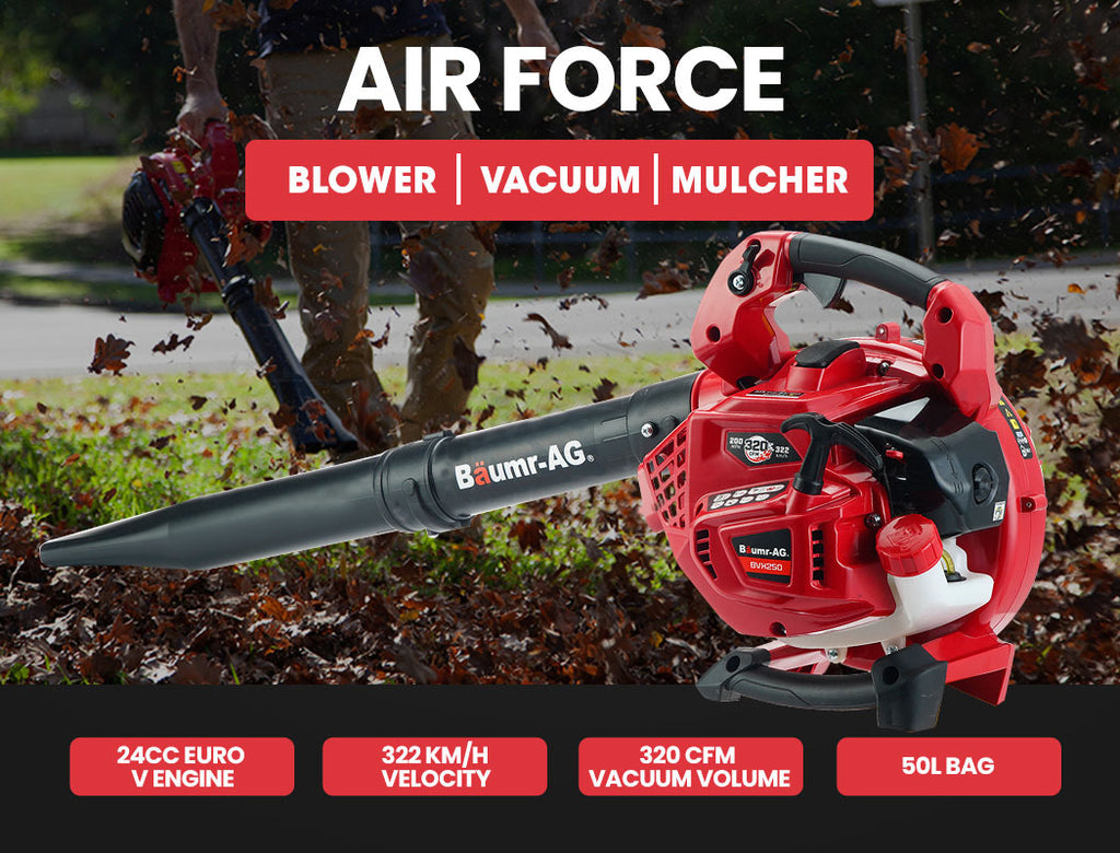 Baumr Cordless Leaf Blower Vacuum Petrol Hand Garden Lawn Held Vac 2-Stroke