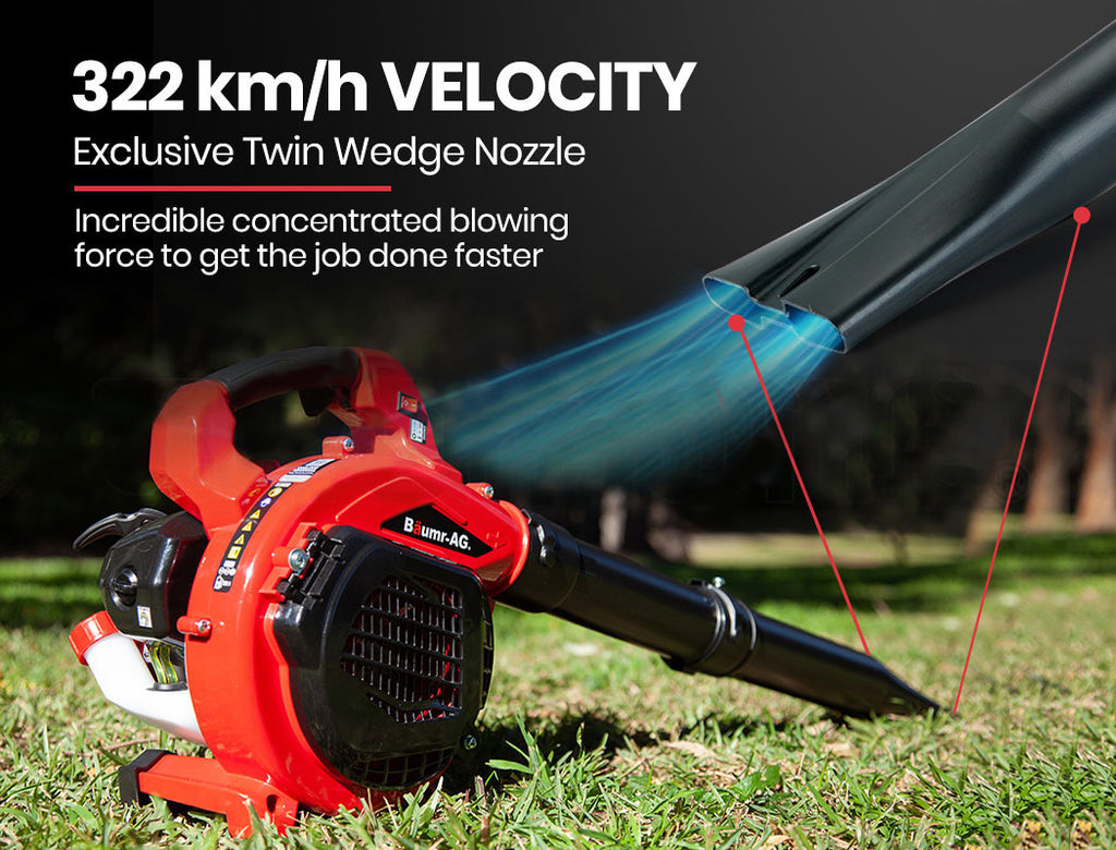 Baumr Cordless Leaf Blower Vacuum Petrol Hand Garden Lawn Held Vac 2-Stroke