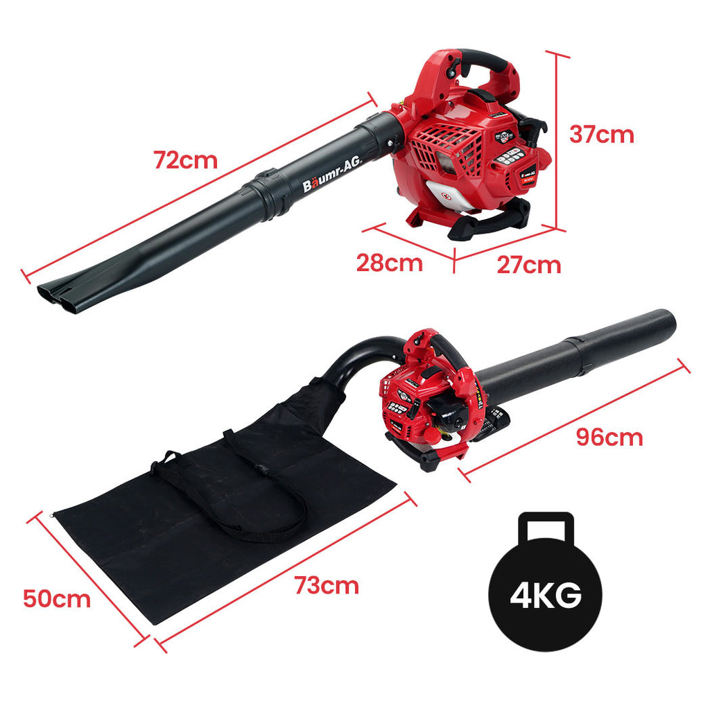 Baumr Cordless Leaf Blower Vacuum Petrol Hand Garden Lawn Held Vac 2-Stroke