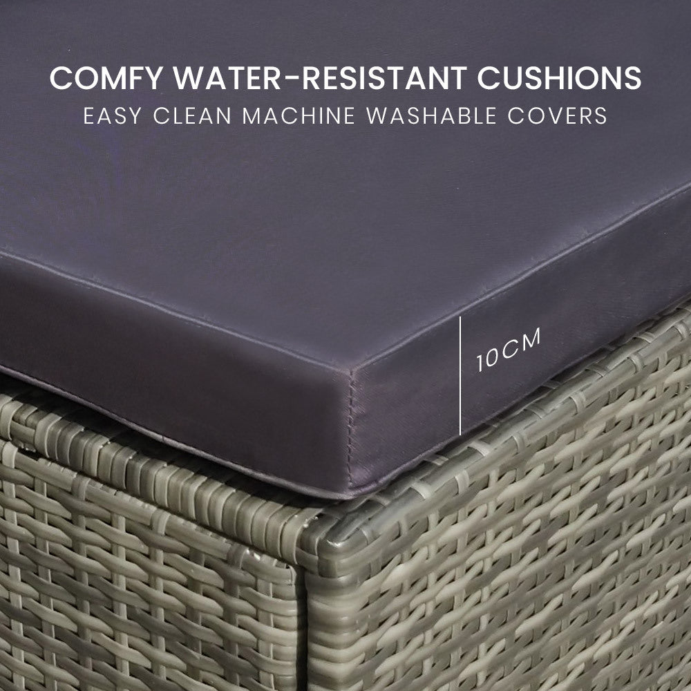 London Rattan 1 Seater Outdoor Ottoman Modular Wicker Lounge Grey