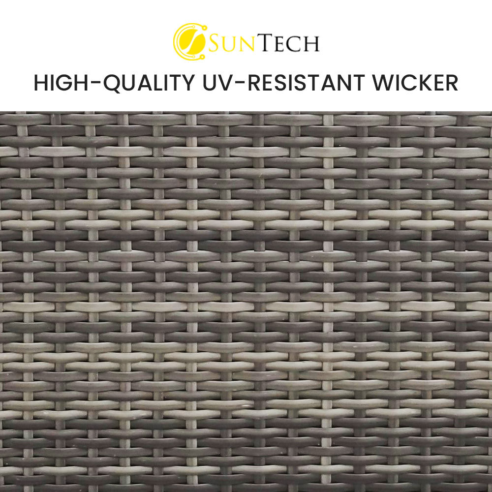 London Rattan 1 Seater Outdoor Ottoman Modular Wicker Lounge Grey