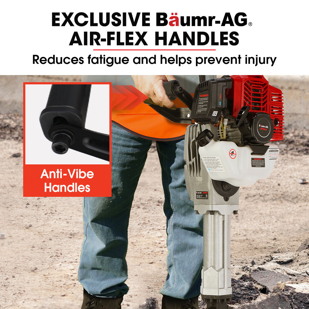 Baumr 2 Stroke 52cc Petrol Jackhammer, with 2 Chisels, Carry Bag