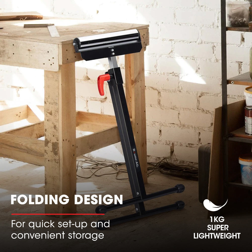 Baumr Height Adjustable Roller Support Stand, 60kg Capacity, Folding
