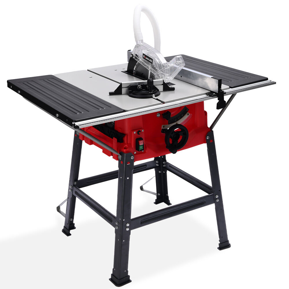 Baumr 2000W 255mm 10" Compound Table Saw, with Stand, Expandable Worktop, Vacuum Port, 45 Degree Bevel, +/- 45 Degree Mitre, Anti-tip