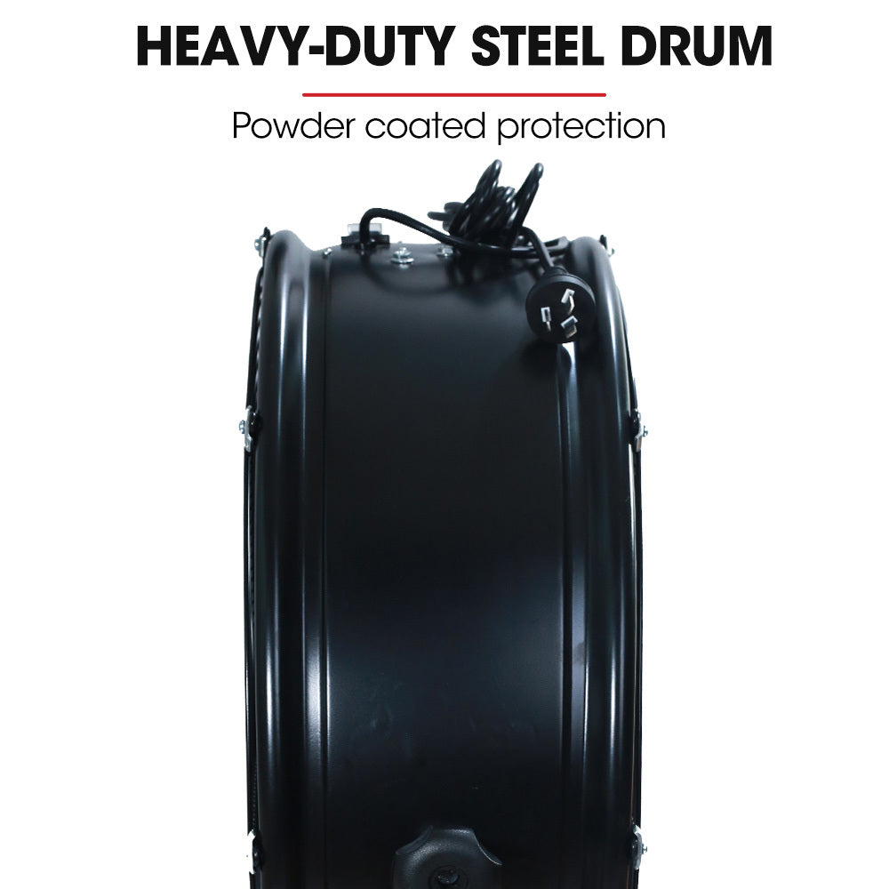 Baumr 24" 610mm 260W Industrial Mobile Floor Drum Fan, Tilting, Large, Commercial, Heavy-duty Frame, EESS Certified