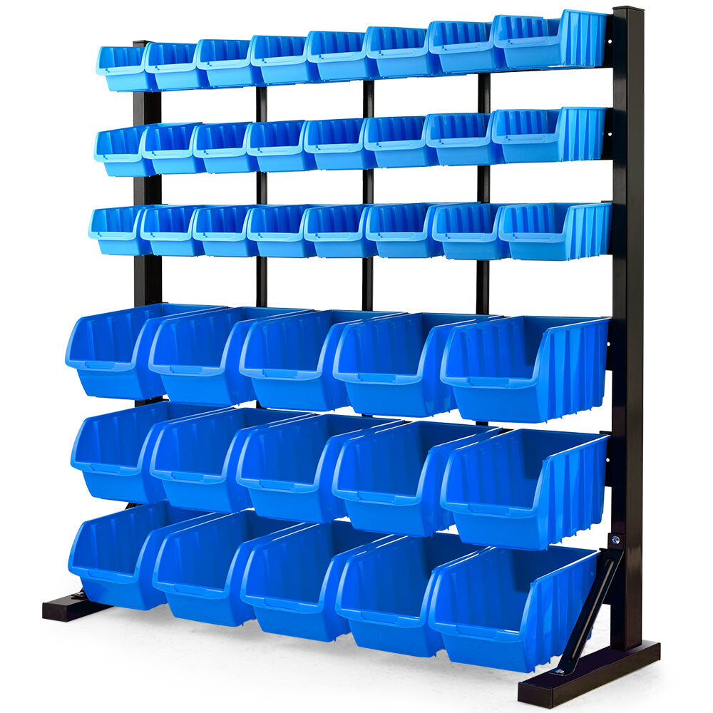 Baumr 39 Parts Bin Rack Storage System Floor Mount - Blue