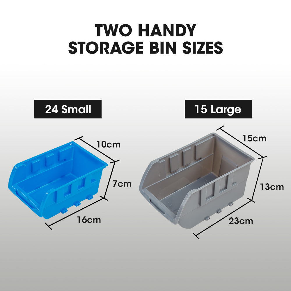 Baumr 39 Parts Bin Rack Storage System Floor Mount - Blue