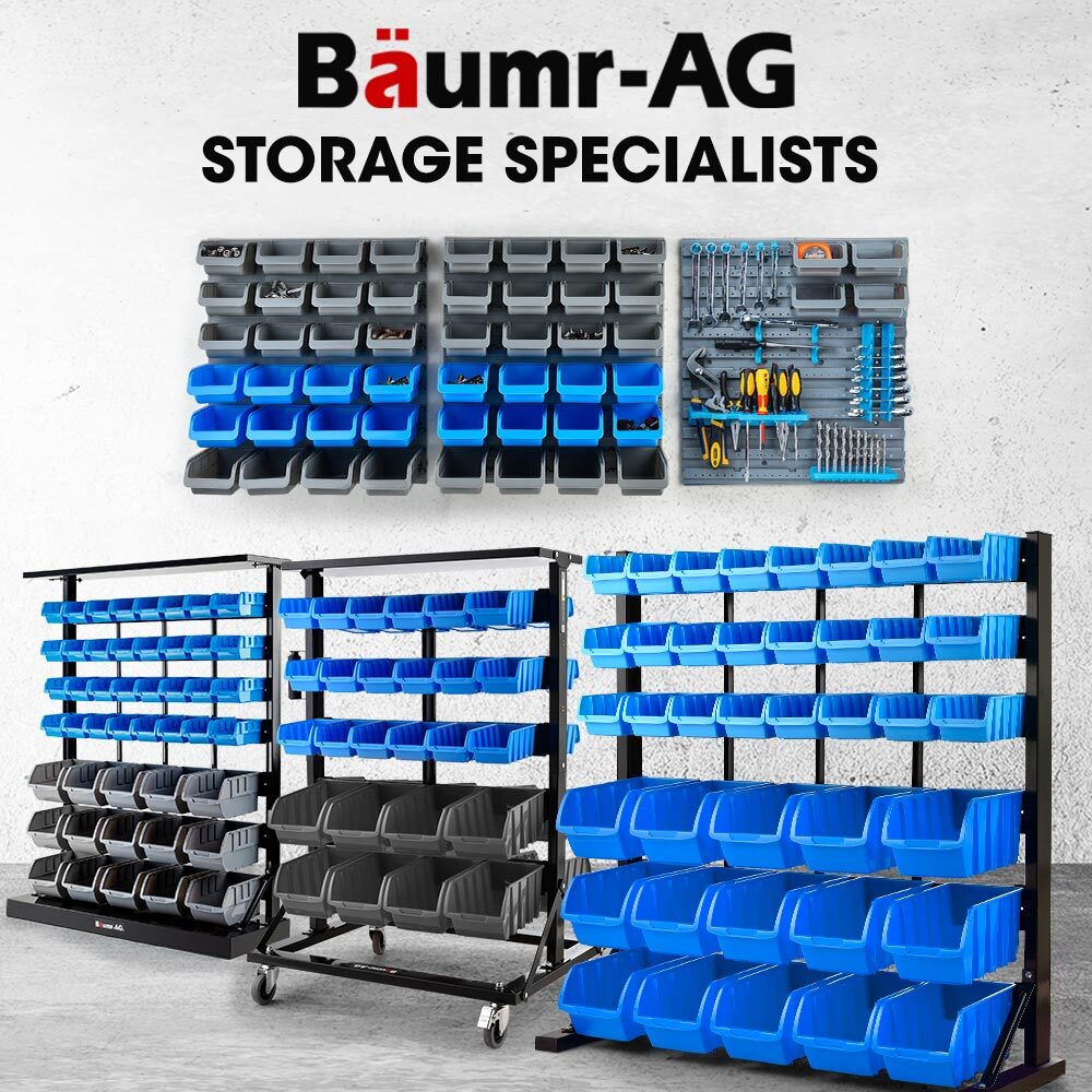 Baumr 39 Parts Bin Rack Storage System Floor Mount - Blue