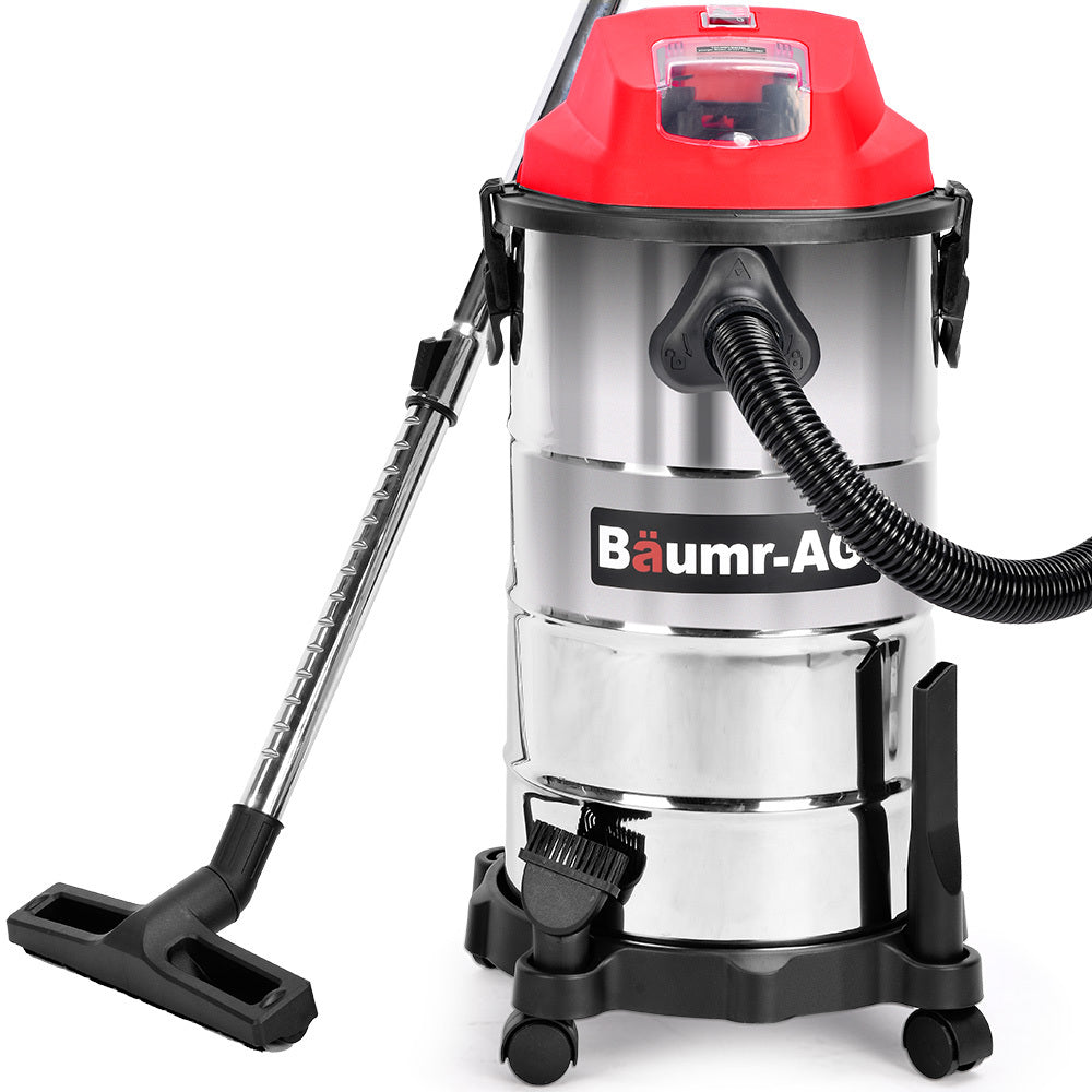 Baumr 30L Cordless Wet & Dry Vacuum Cleaner Kit, with 4Ah battery and Charger, Blower, HEPA Filter, Accessories, Stainless Steel, for Car, Home, Garage