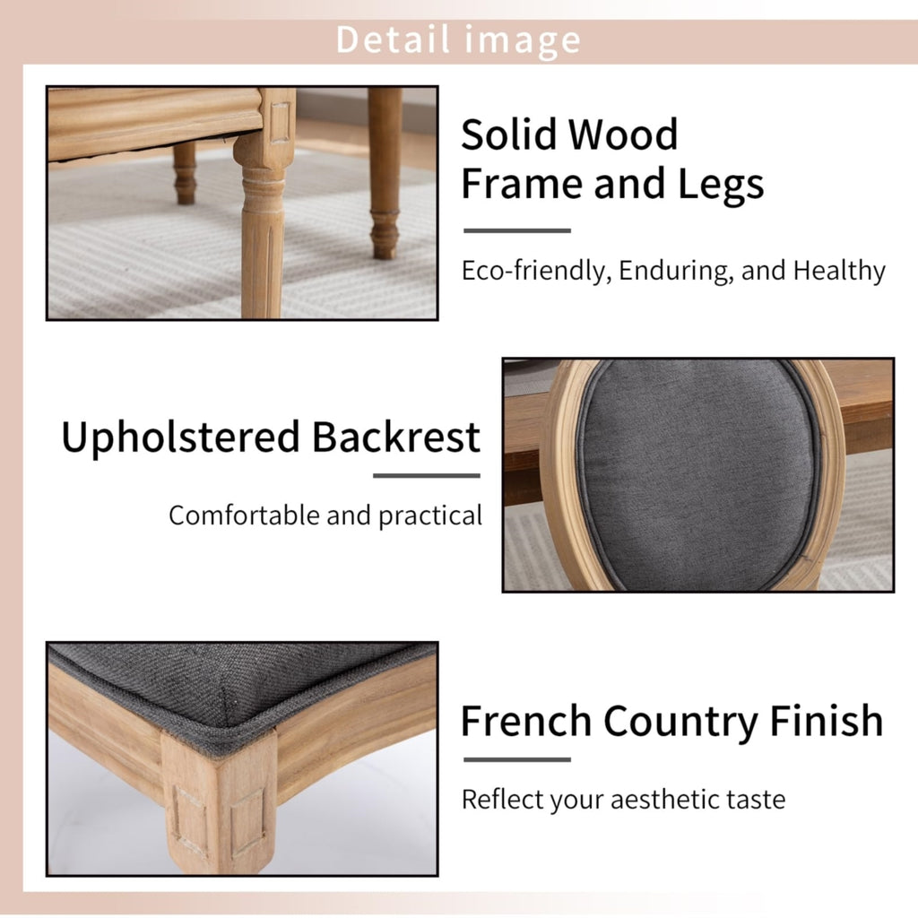 AADEN 8x Linen Dining Chairs with Solid Wood Legs Grey