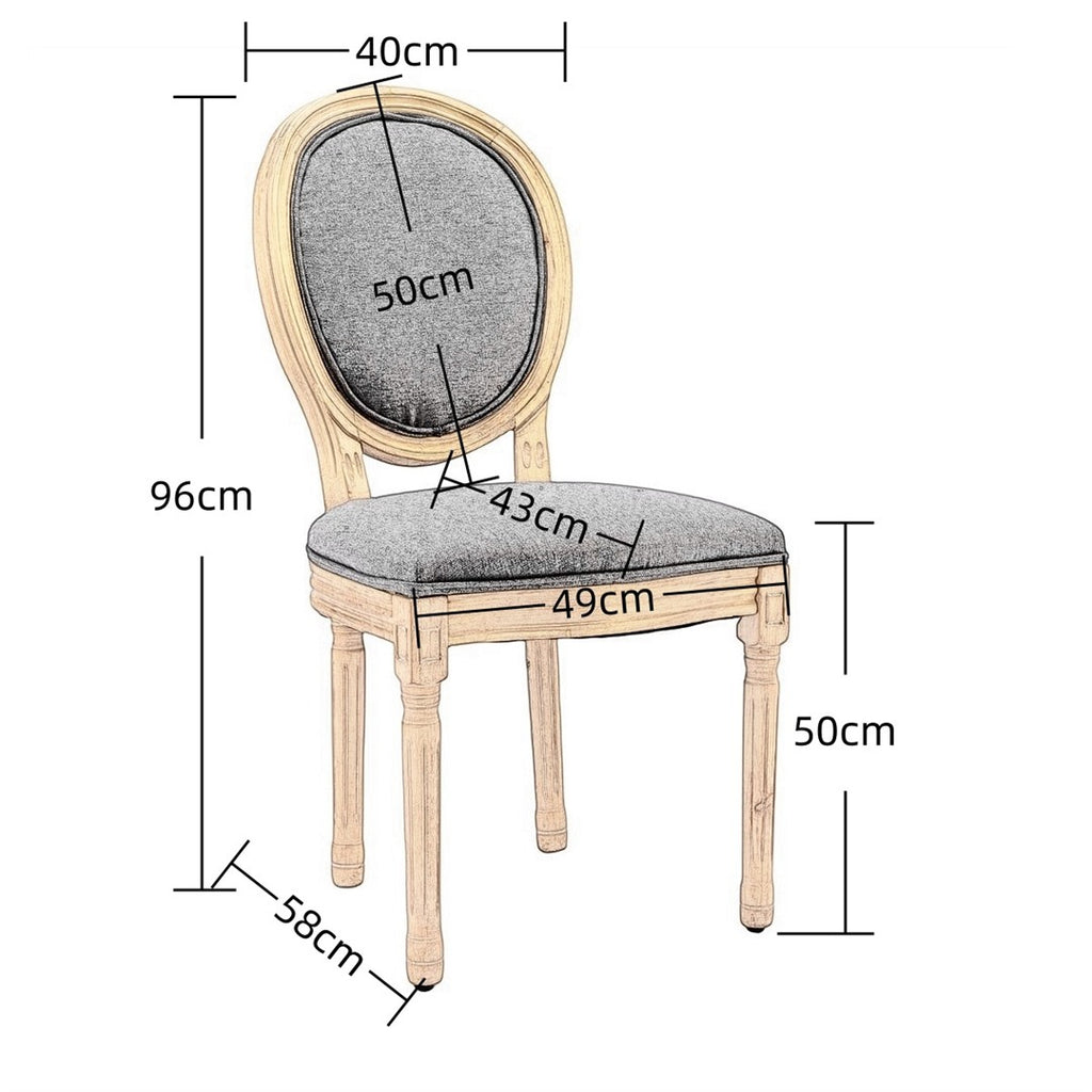 AADEN 8x Linen Dining Chairs with Solid Wood Legs Grey