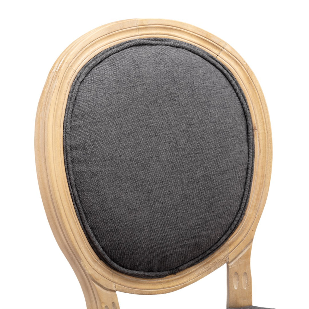 AADEN 8x Linen Dining Chairs with Solid Wood Legs Grey