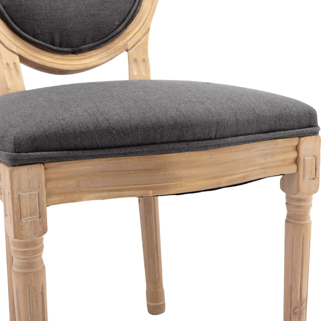 AADEN 8x Linen Dining Chairs with Solid Wood Legs Grey