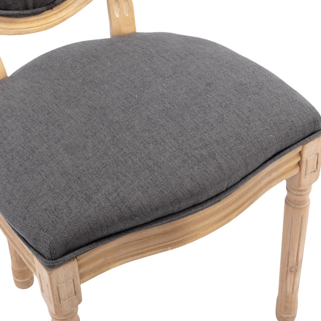 AADEN 8x Linen Dining Chairs with Solid Wood Legs Grey
