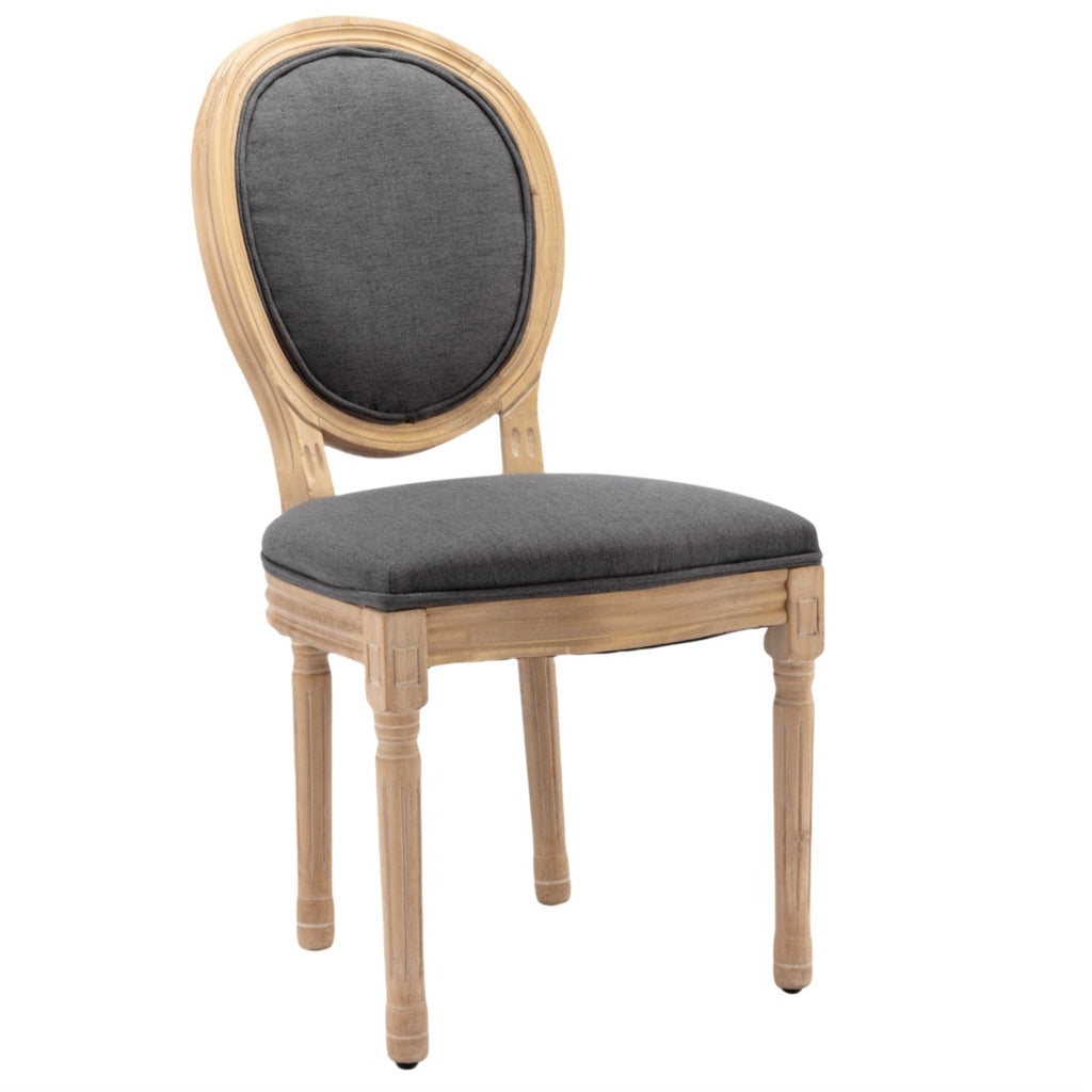 AADEN 8x Linen Dining Chairs with Solid Wood Legs Grey