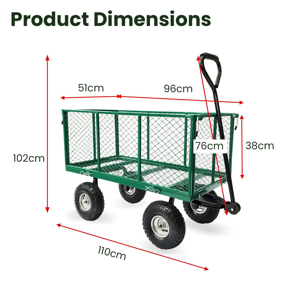Wallaroo Steel Mesh Garden Trolley Cart Green