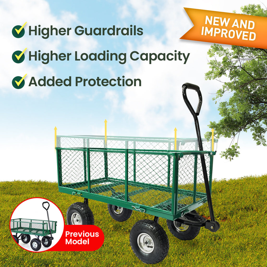 Wallaroo Steel Mesh Garden Trolley Cart Green