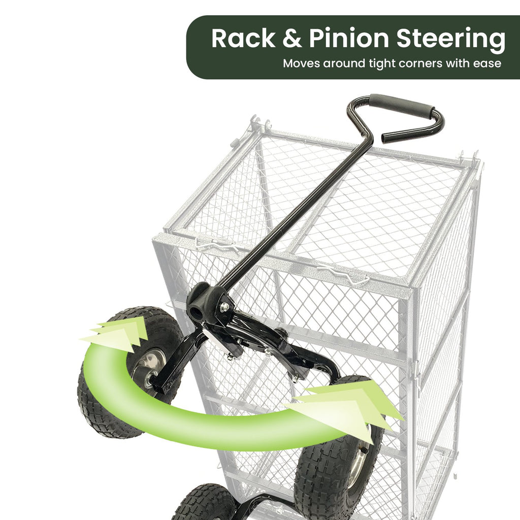 Wallaroo Steel Mesh Garden Trolley Cart Green