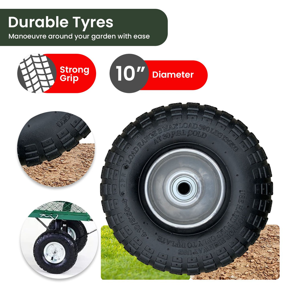 Wallaroo Steel Mesh Garden Trolley Cart Green