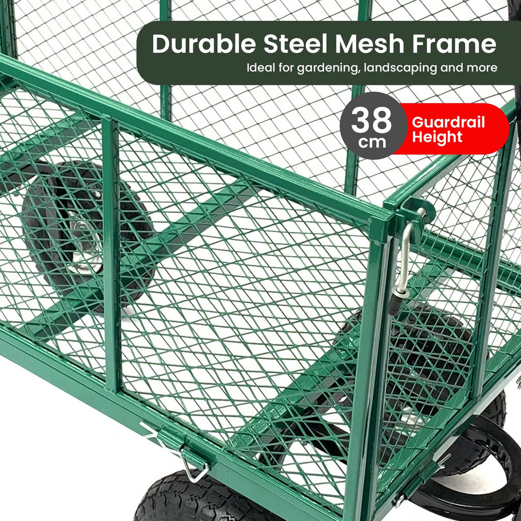Wallaroo Steel Mesh Garden Trolley Cart Green