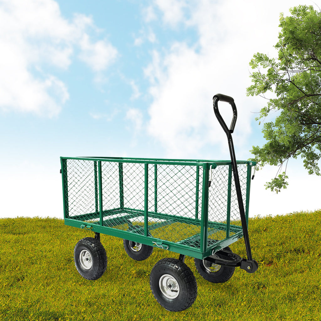 Wallaroo Steel Mesh Garden Trolley Cart Green