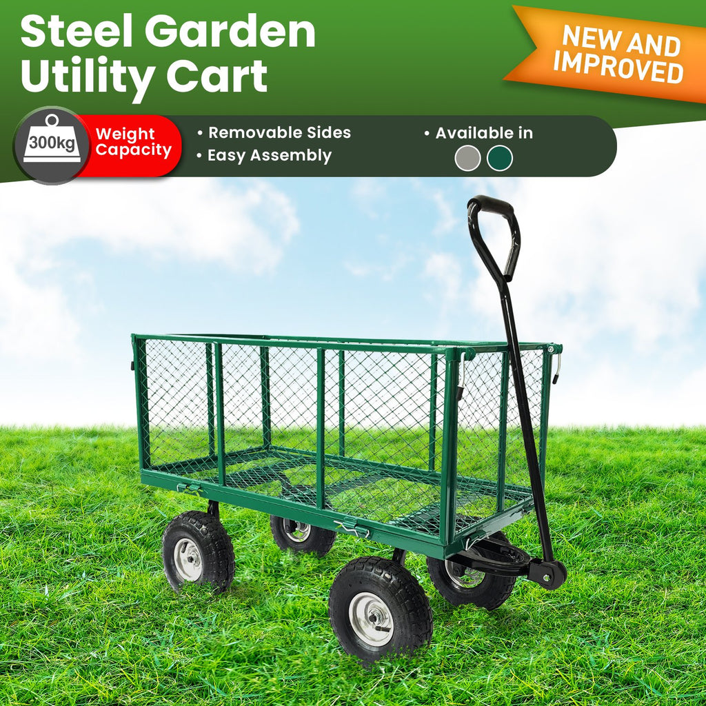 Wallaroo Steel Mesh Garden Trolley Cart Green