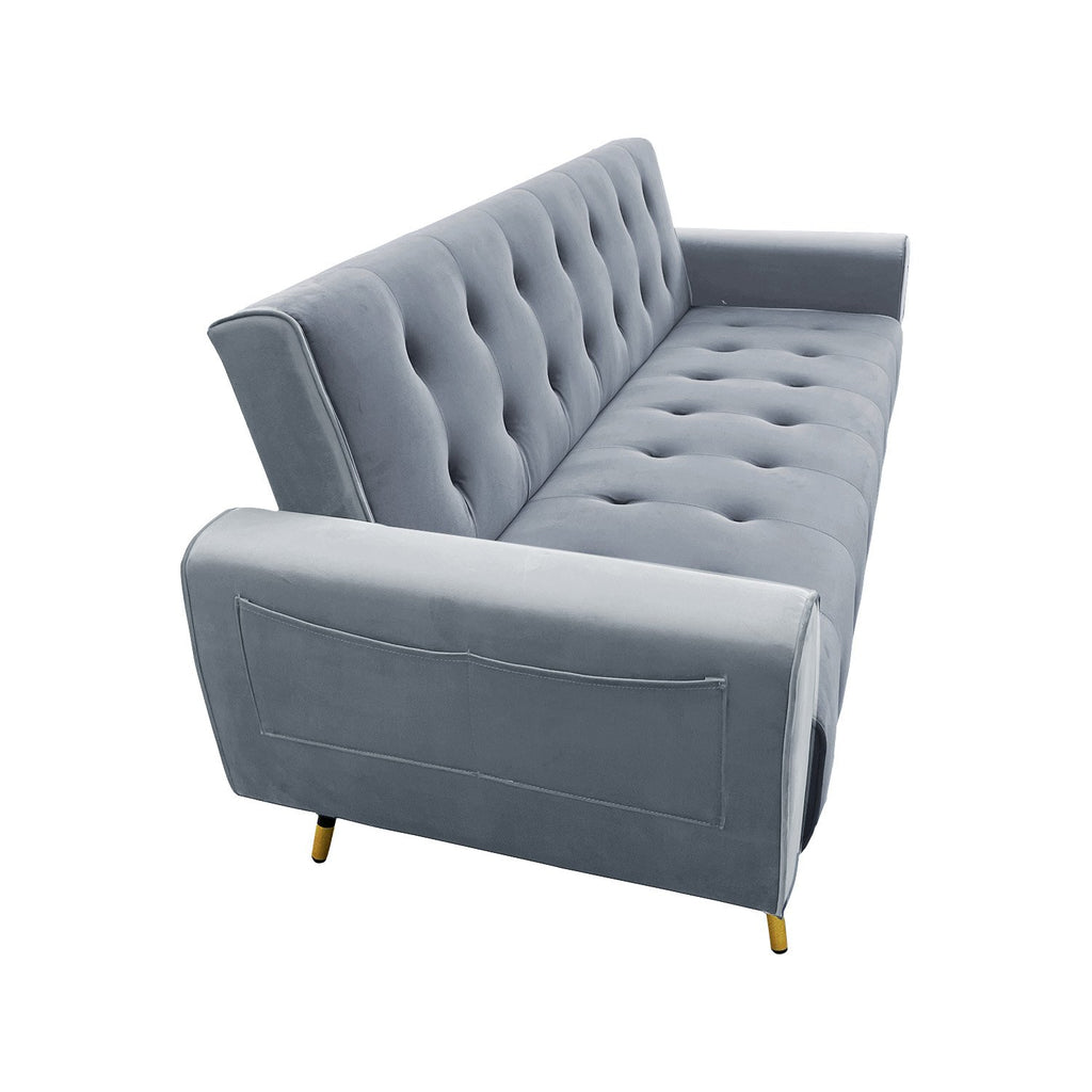 Sarantino Ava 3-seater Tufted Velvet Sofa Bed By Sarantino Light Grey