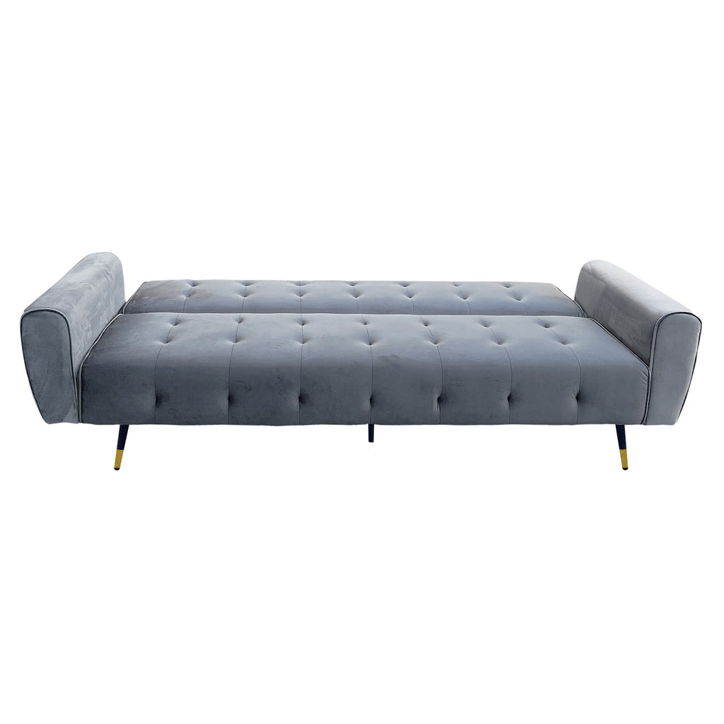 Sarantino Ava 3-seater Tufted Velvet Sofa Bed By Sarantino Light Grey