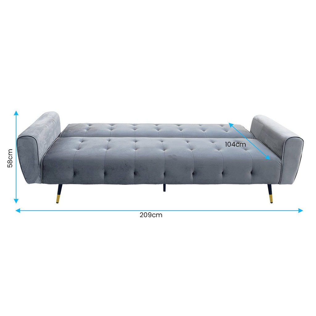 Sarantino Ava 3-seater Tufted Velvet Sofa Bed By Sarantino Light Grey