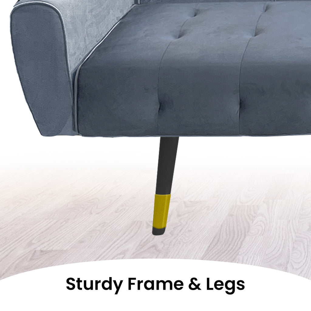 Sarantino Ava 3-seater Tufted Velvet Sofa Bed By Sarantino Light Grey