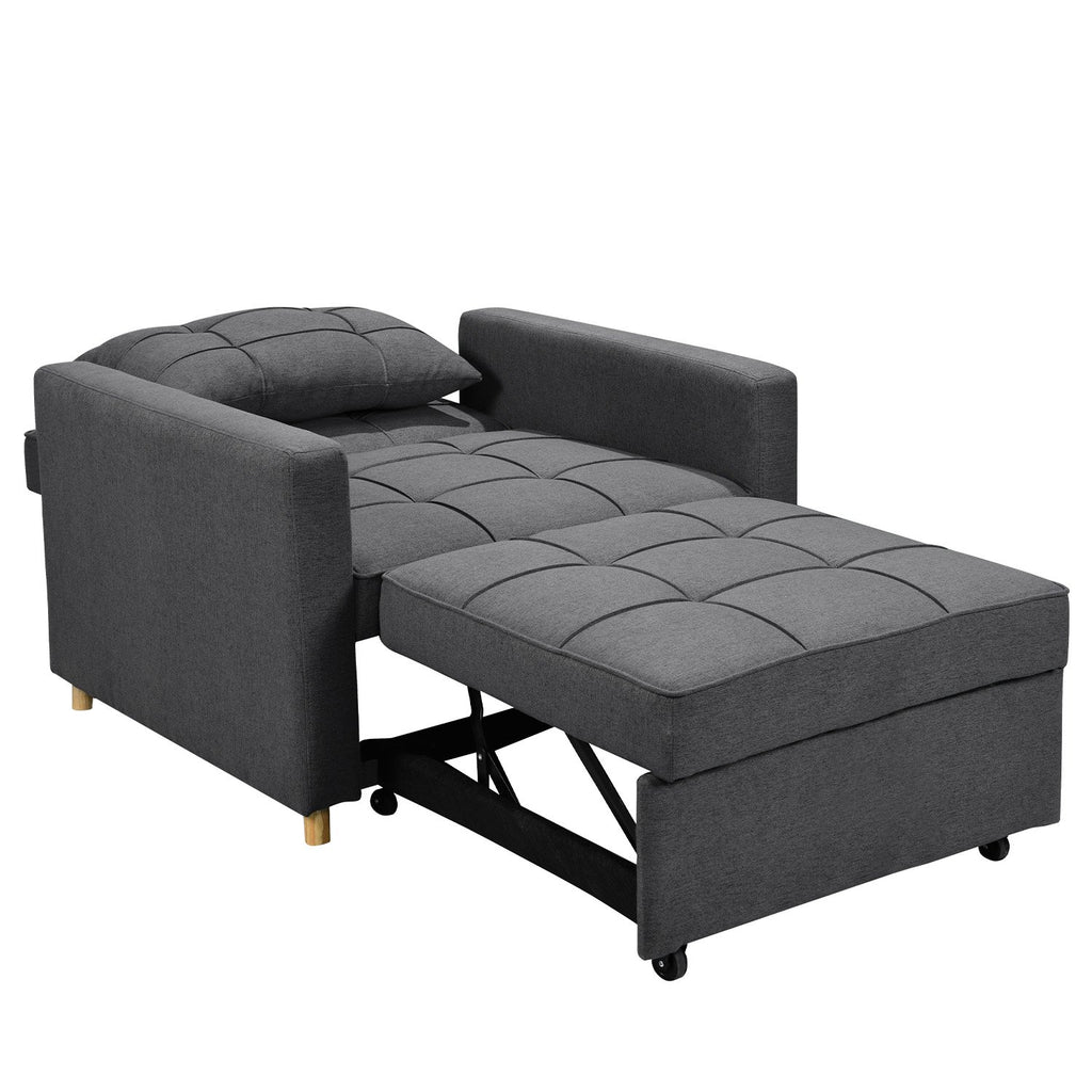 Sarantino Suri 3 in 1 Convertible Lounge Chair Bed Dark Grey