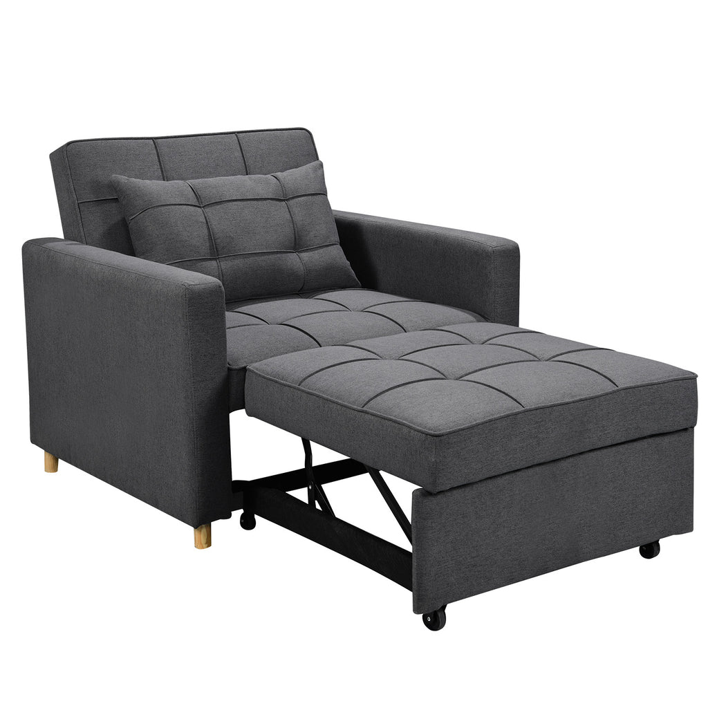 Sarantino Suri 3 in 1 Convertible Lounge Chair Bed Dark Grey