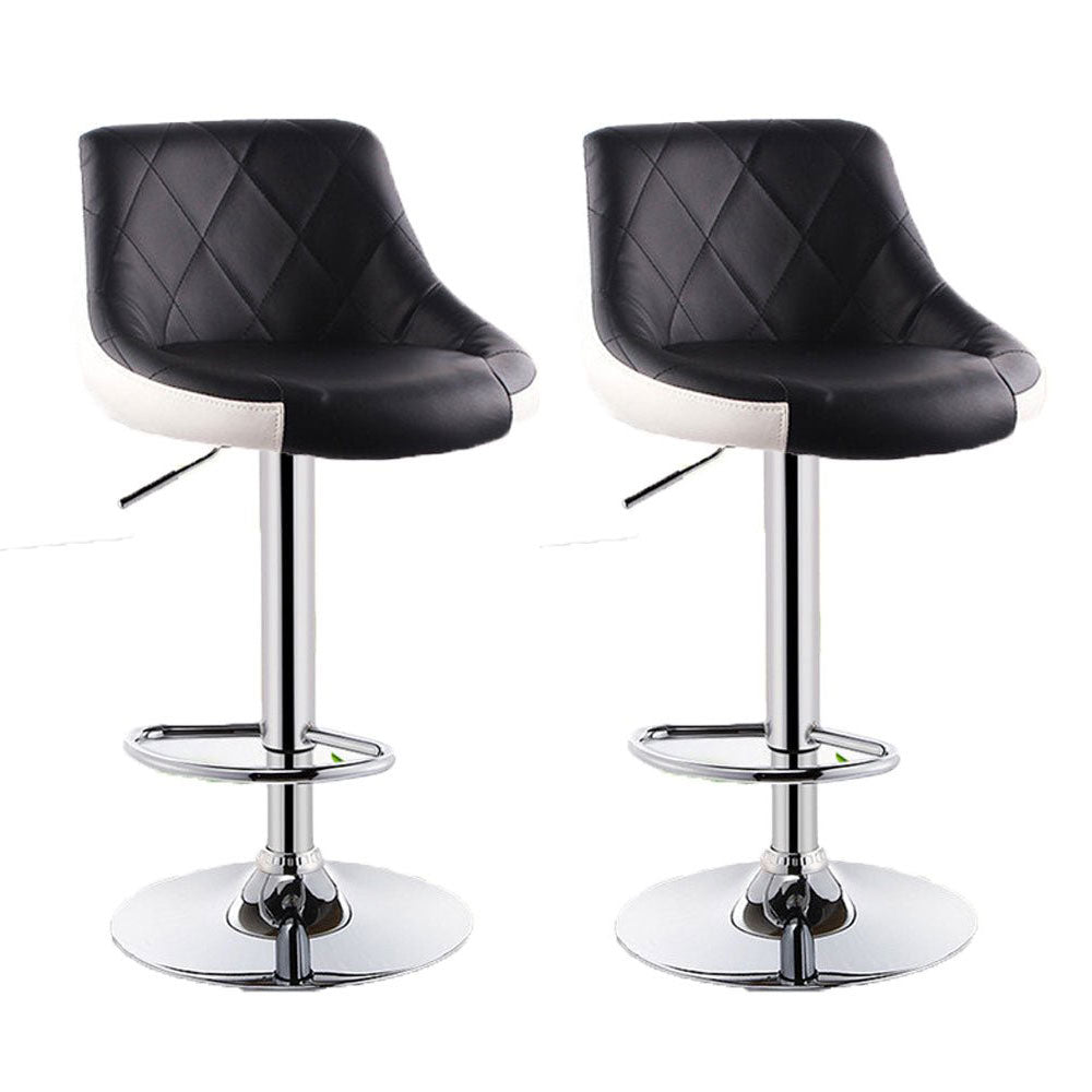 2x Black Bar Stools Kitchen Bar Stool Leather Swivel Gas Lift Counter Chairs