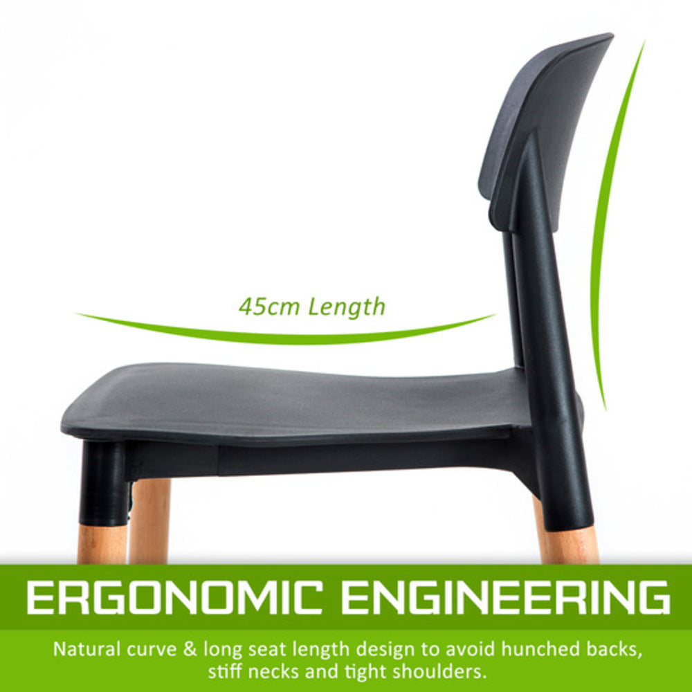 4x Retro Belloch Stackable Dining Cafe Chair BLACK