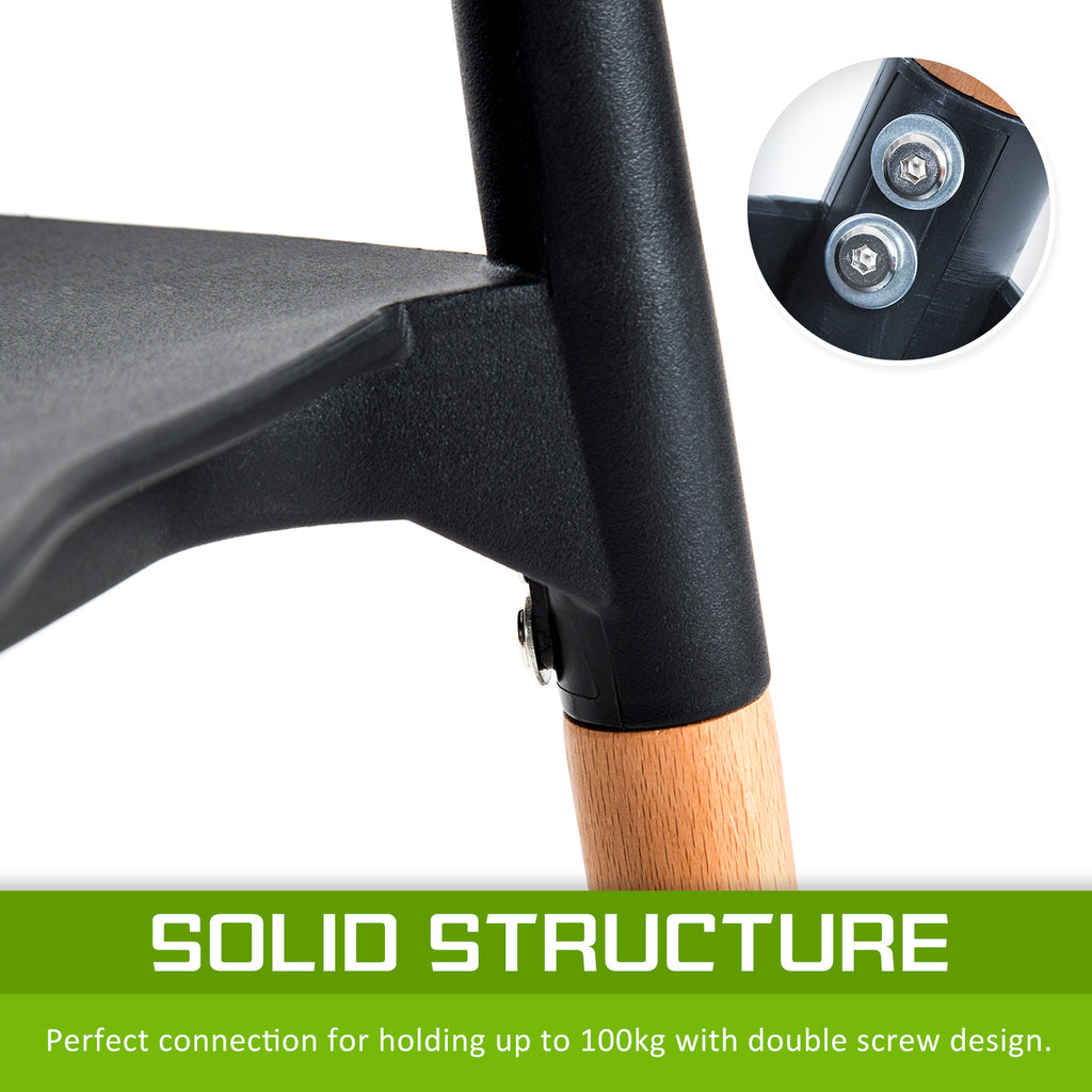 4x Retro Belloch Stackable Dining Cafe Chair BLACK