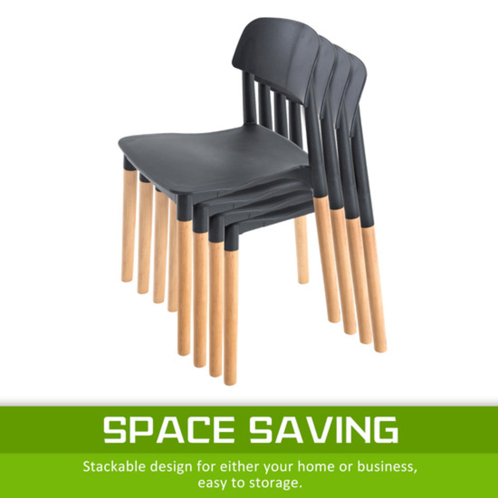 4x Retro Belloch Stackable Dining Cafe Chair BLACK