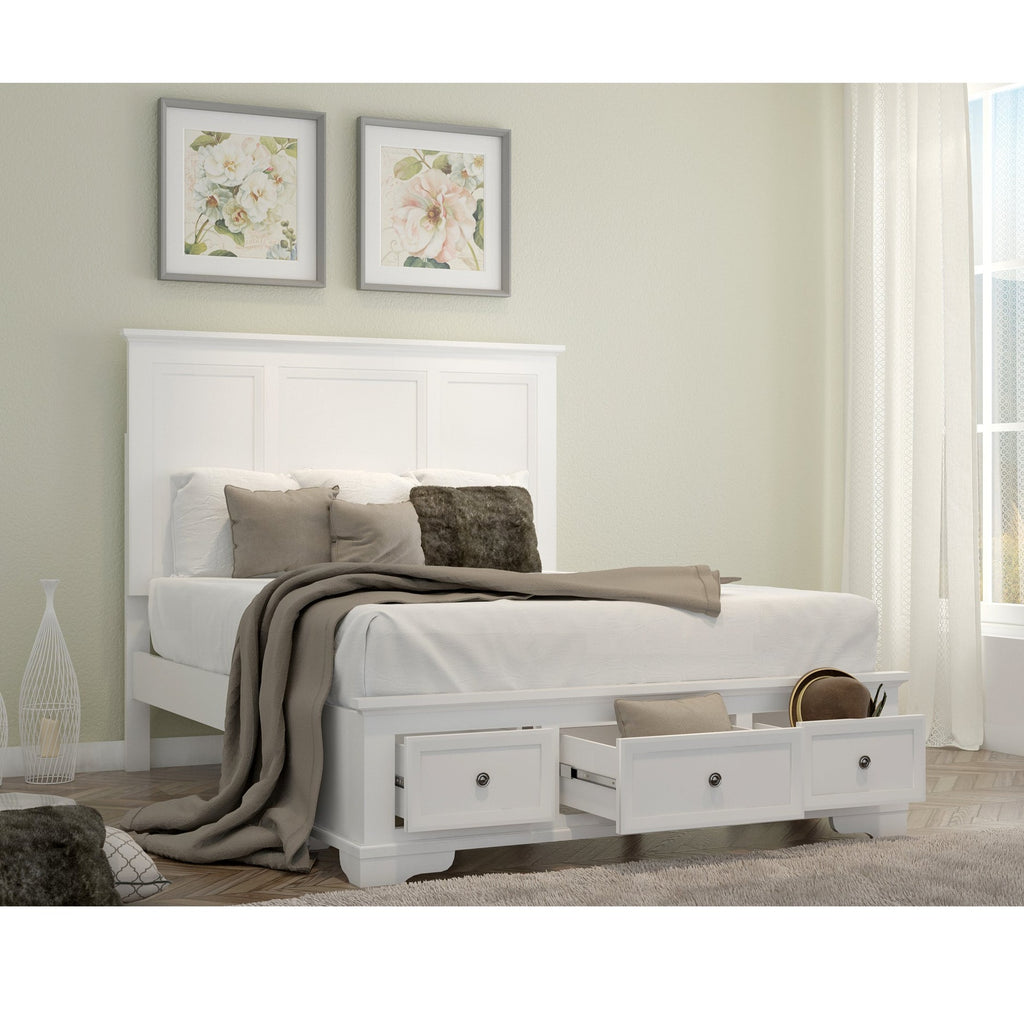 timber king bed frame with drawers