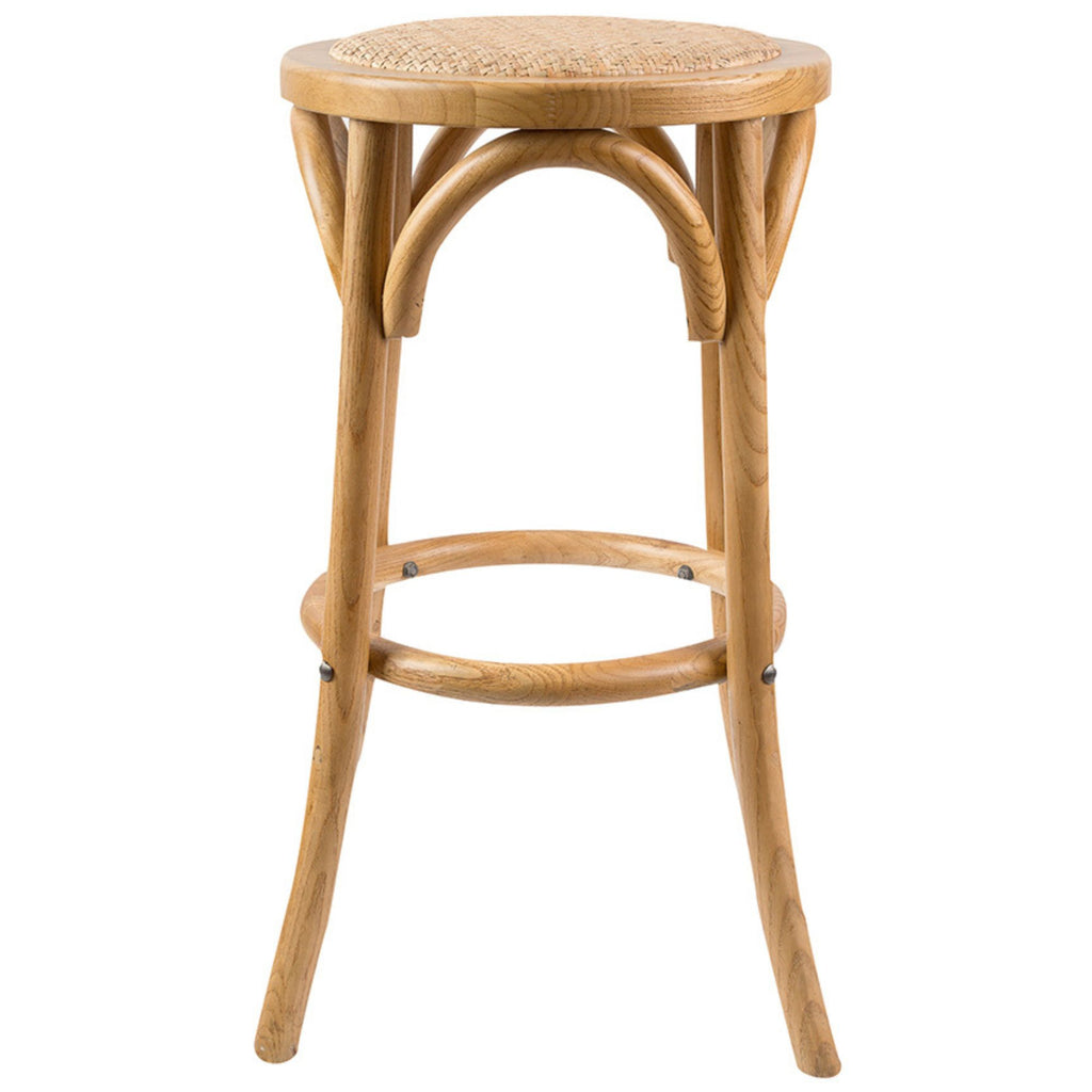 Aster 2pc Round Bar Stools Dining Chair Solid Birch Timber Rattan Seat Oak