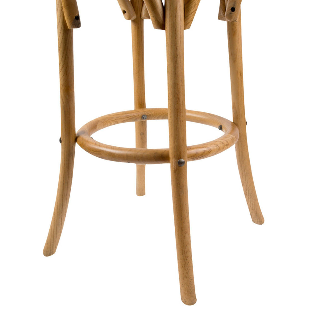 Aster 2pc Round Bar Stools Dining Chair Solid Birch Timber Rattan Seat Oak