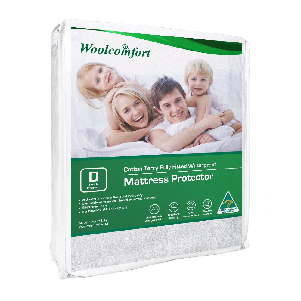 Woolcomfort Cotton Fully Fitted Waterproof Mattress Protector Double Size