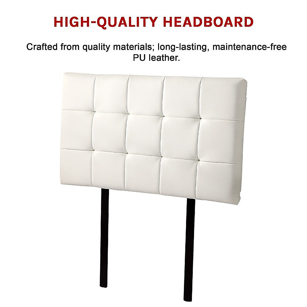 PU Leather Single Bed Deluxe Headboard Bedhead White