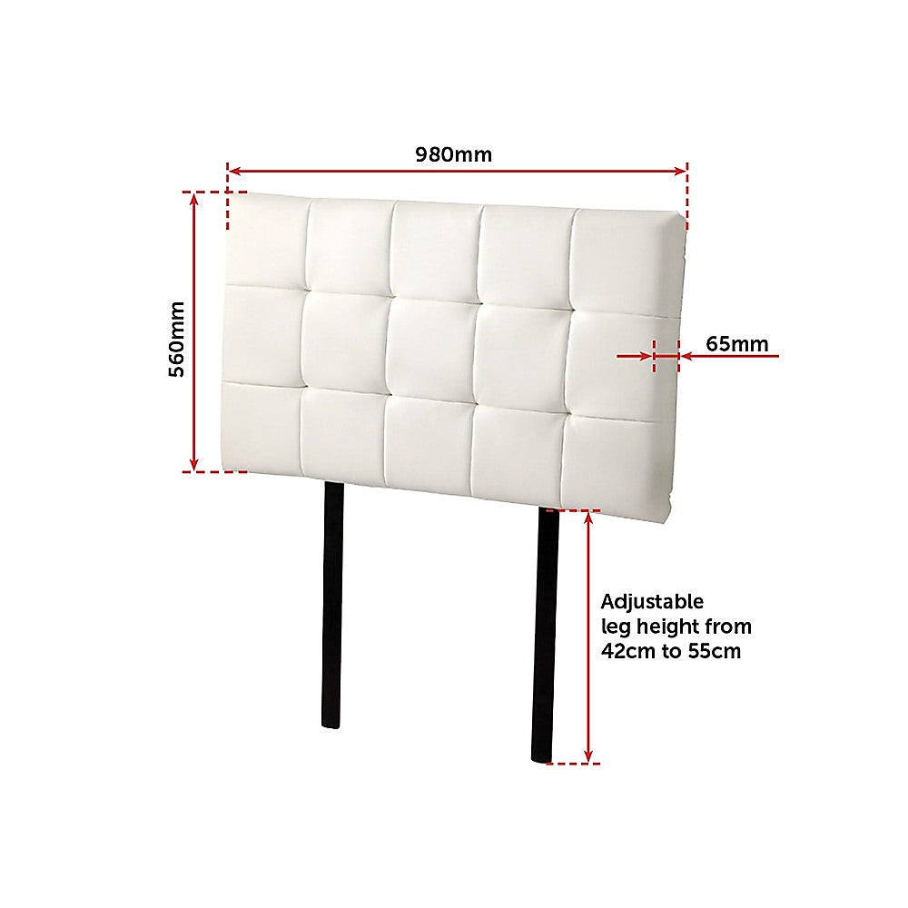 PU Leather Single Bed Deluxe Headboard Bedhead White