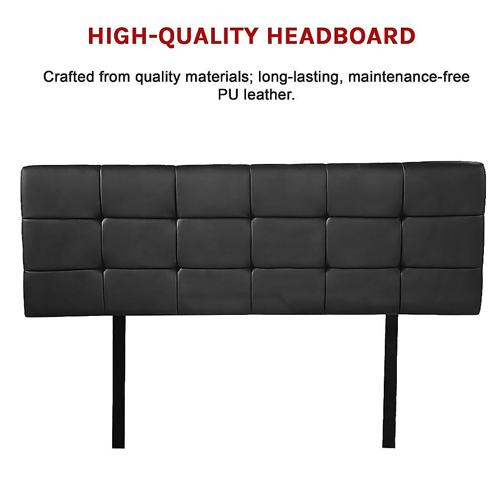 PU Leather Double Bed Deluxe Headboard Bedhead Black