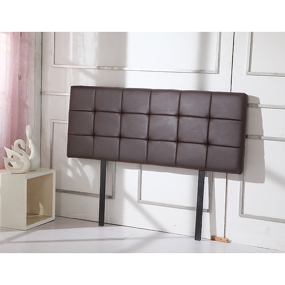 PU Leather Double Bed Deluxe Headboard Bedhead Brown