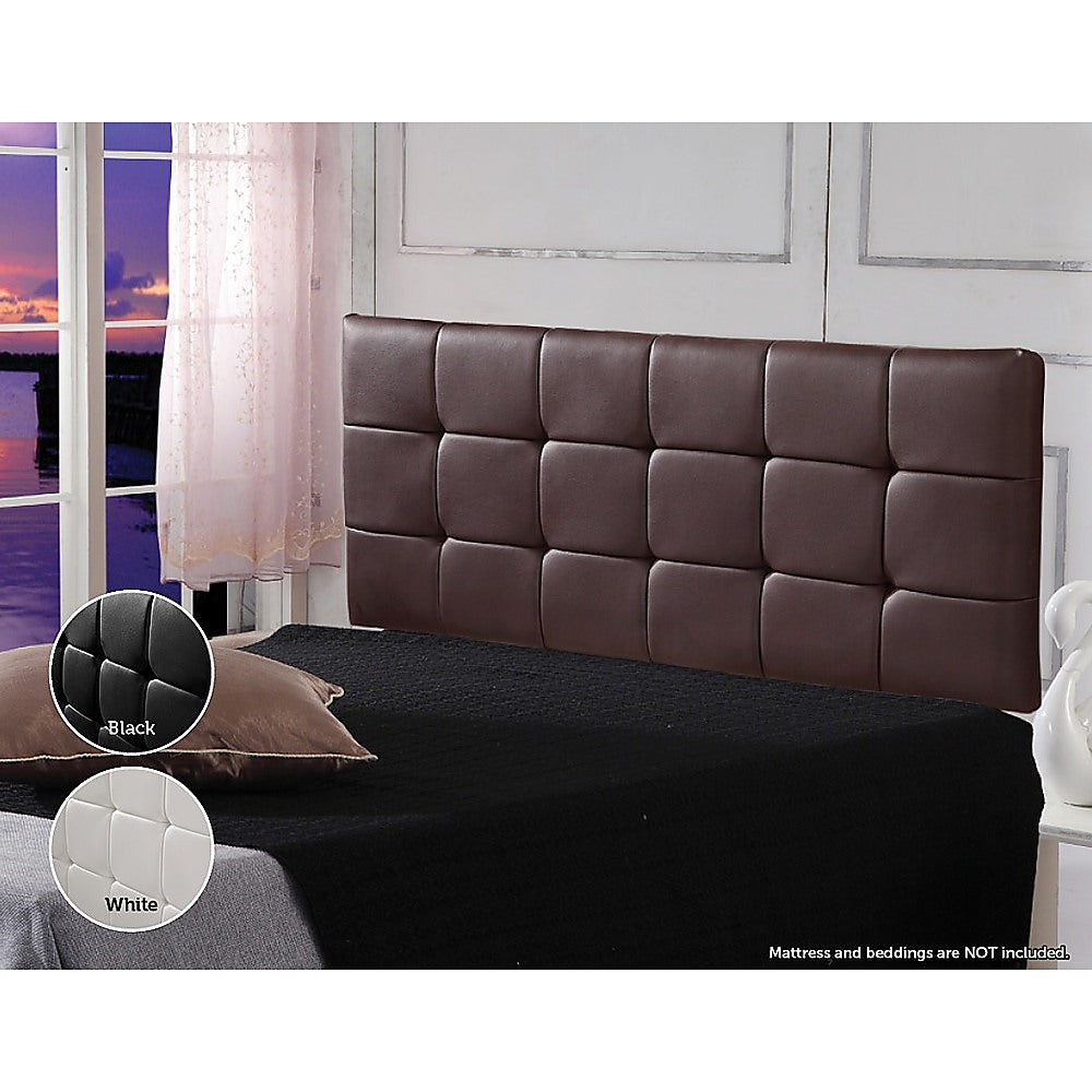 PU Leather Double Bed Deluxe Headboard Bedhead Brown