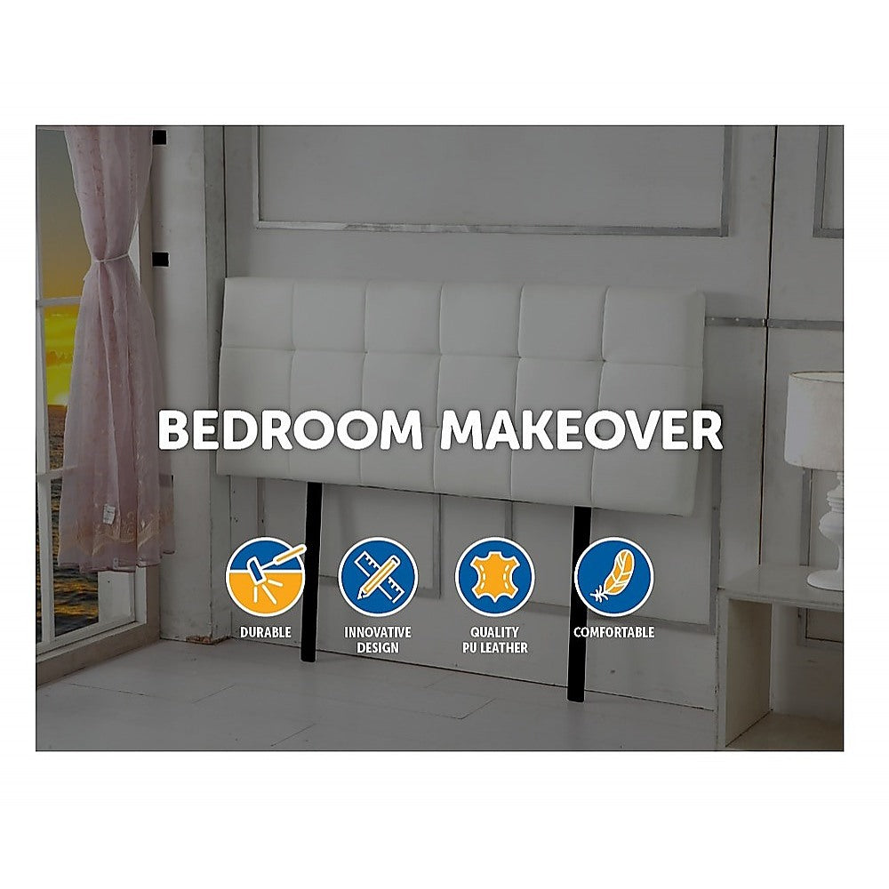 PU Leather Double Bed Deluxe Headboard Bedhead White